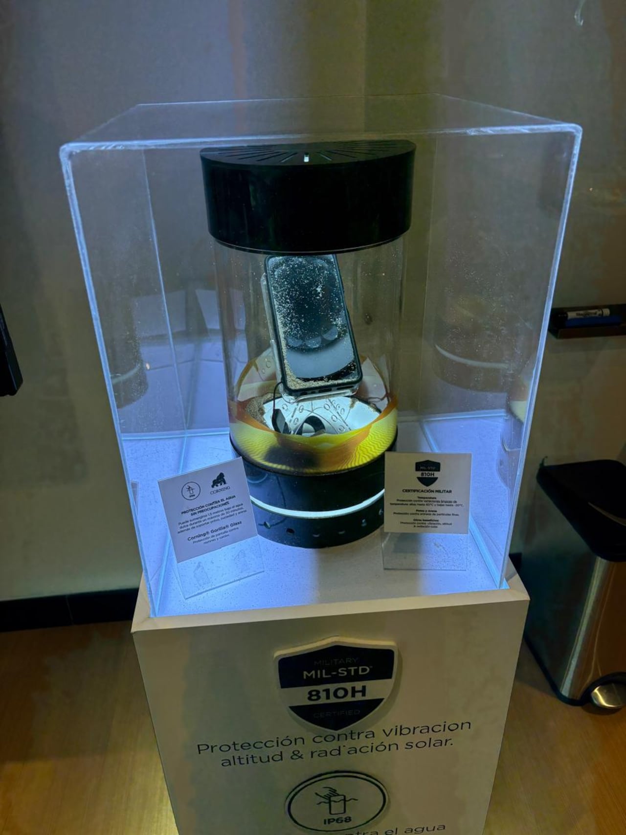 Simulación de prueba de polvo en el nuevo equipo de Motorola.