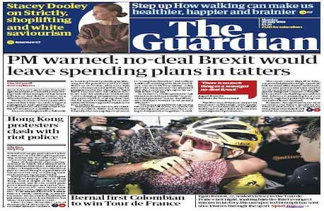 Con una emotiva foto de Egan abrazando a su pareja, el diario británico 'The Guardian' registró el triunfo de Bernal. Aseguró que la victoria del colombiano le ha dado un "electroshock al ciclismo". 