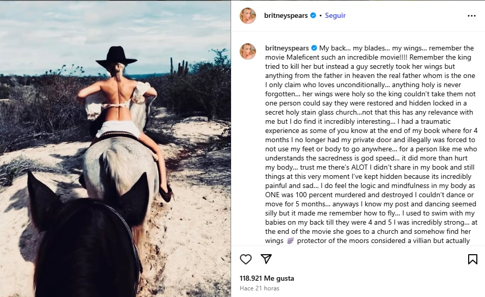 Britney Spears habló de su salud y confesó sufrir daño cerebral.