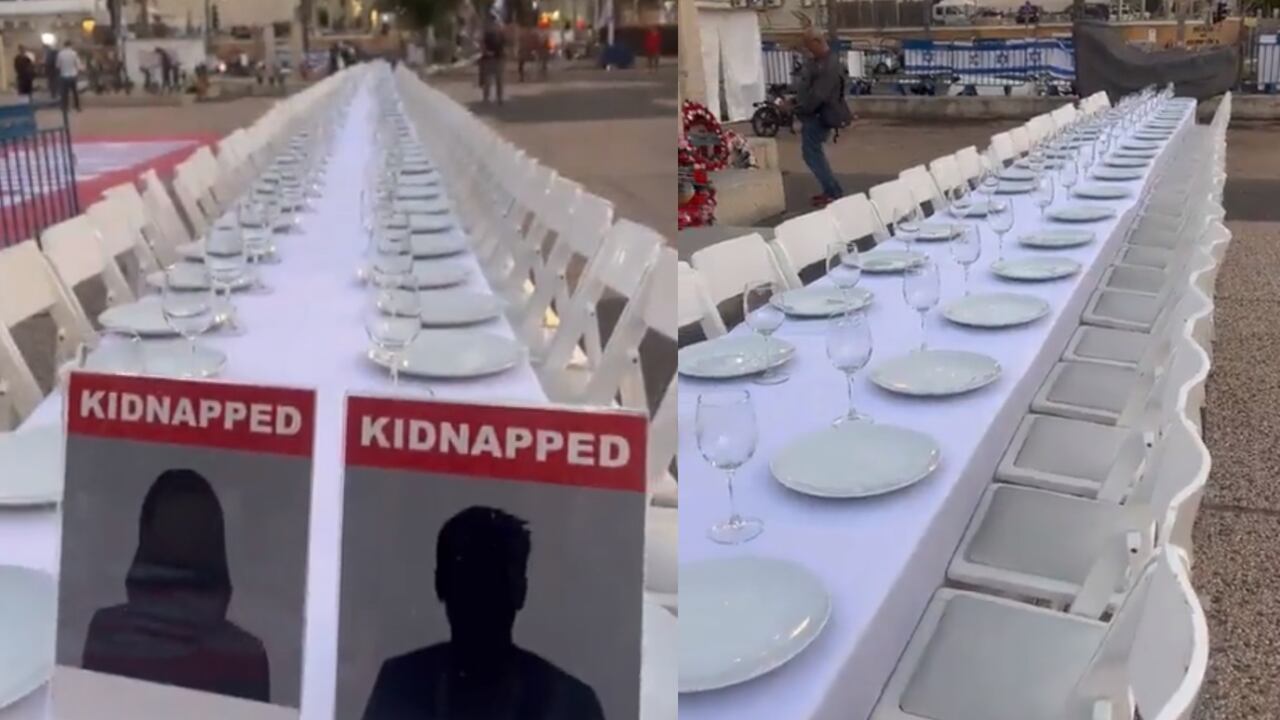 “La mesa de Shabbat vacía” simboliza a los centenares de israelíes secuestrados por Hamás.