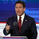 Florida Gov. Ron DeSantis speaks during a Republican presidential primary debate hosted by FOX Business Network and Univision, Wednesday, Sept. 27, 2023, at the Ronald Reagan Presidential Library in Simi Valley, Calif. (AP Photo/Mark J. Terrill)