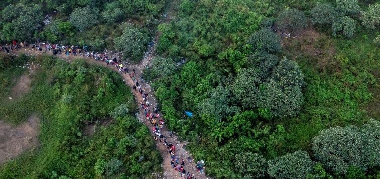 Migrantes en el Darién.