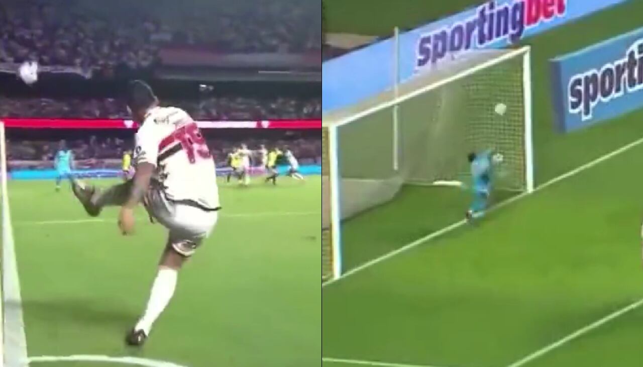 James Rodríguez y su primera asistencia en Sao Paulo.