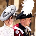 Britain's Kate, Princess of Wales and Prince William leave in a horse-drawn carriage from St George's Chapel after attending the Most Noble Order of the Garter Ceremony in Windsor Castle in Windsor, England, Monday June 19, 2023. (Henry Nicholls/Pool Photo via AP)