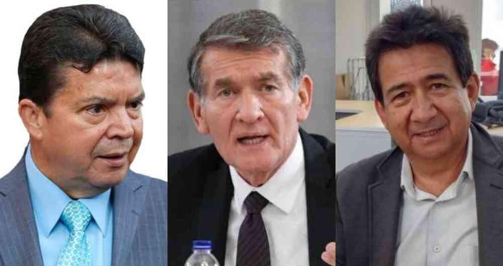 Julio Roberto Gómez, presidente de la CGT; Ángel Custodio Cabrera, ministro de Trabajo y Diógenes Orjuela, presidente de la CUT. Tres de los que participarán en la negociación.