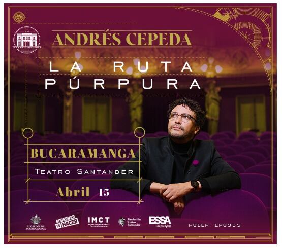 Andrés Cepeda estará el 15 de abril en el Teatro Santander.