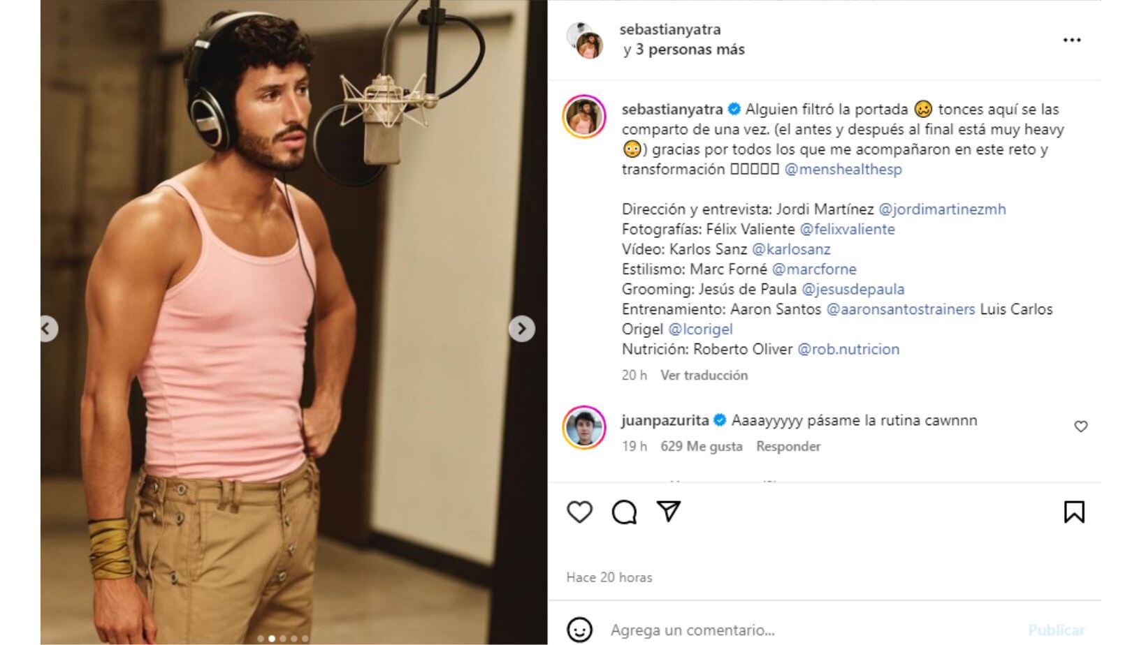 Sebastián Yatra mostró con orgullo su gran transformación física; sus fans quedaron en shock con su nueva imagen