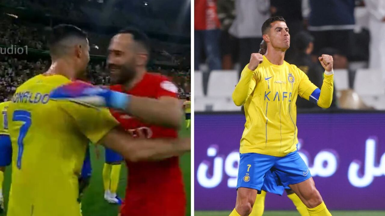 David Ospina y Cristiano se abrazan.