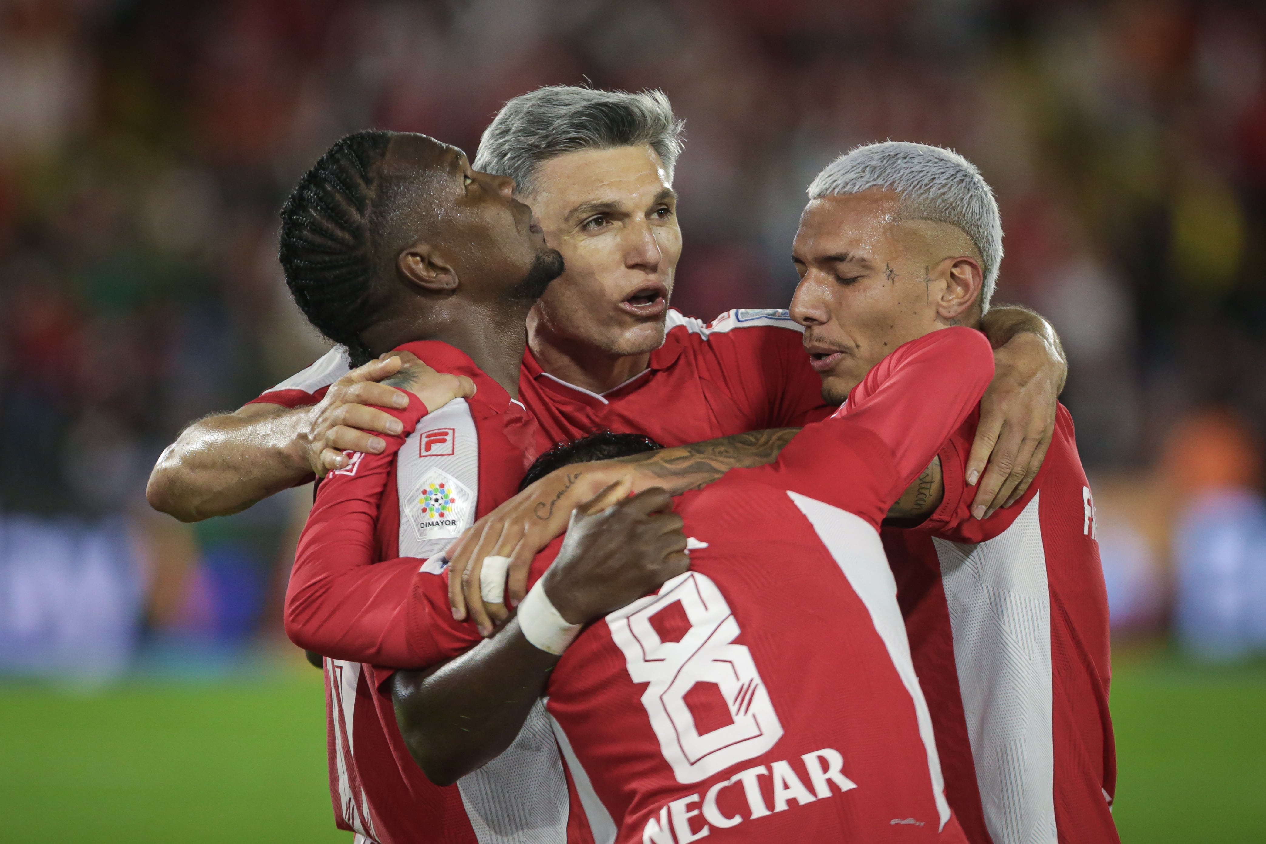 Bogotá. Mayo 12 de 2026. Independiente Santa Fe enfrenta a América de Cali, por encuentro válido de la Liga BetPlay I 2026 en el partido de vuelta por cuartos de final, en el Estadio Nemesio Camacho El Campín.(Colprensa - Cristian Bayona).