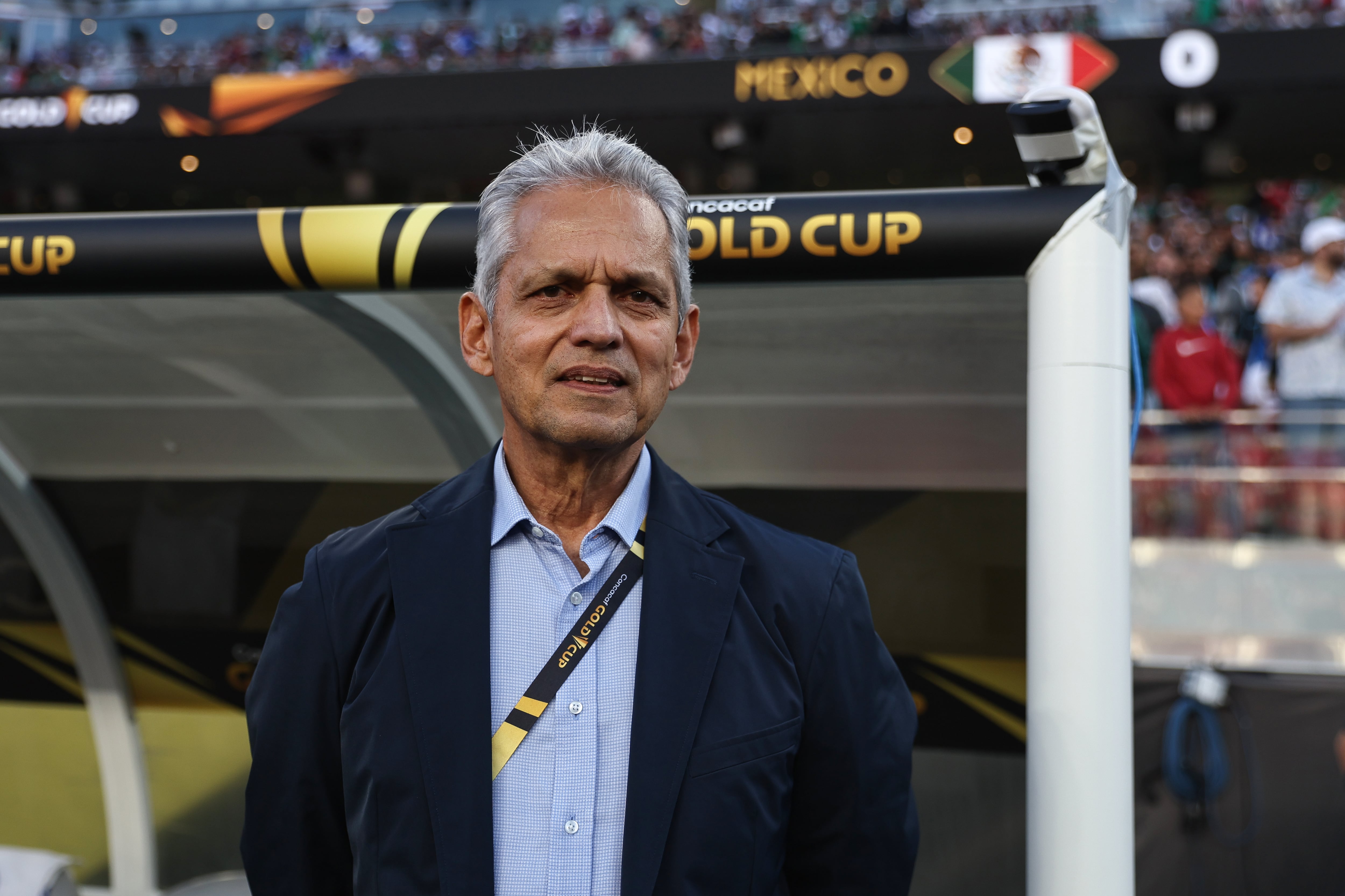 SANTA CLARA, CALIFORNIA - JULY 2: Head Coach of Honduras Reinaldo Rueda looks on during the Gold Cup Semi Finals match between Mexico and Honduras at Levi's Stadium on July 2, 2025 in Santa Clara, California. (Photo by Omar Vega/Getty Images)