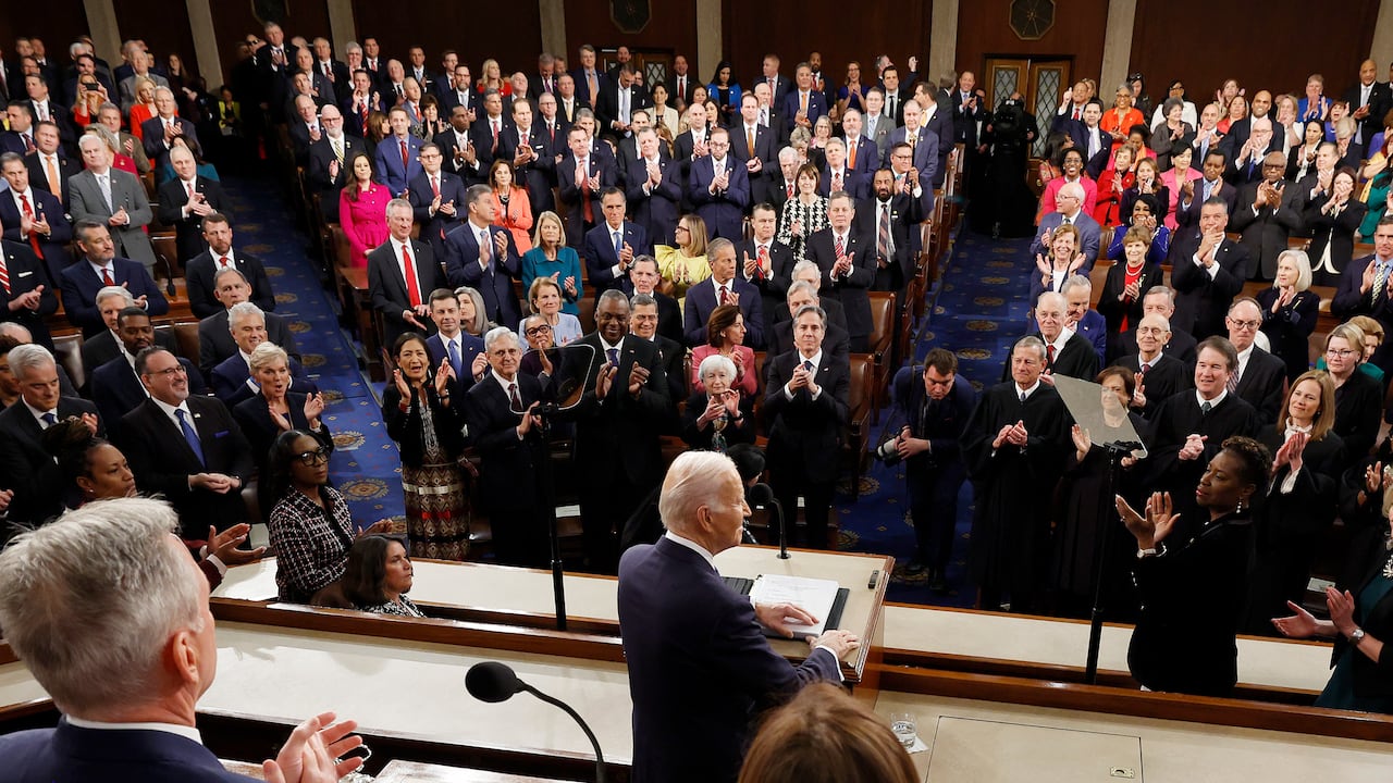 El presidente Joe Biden durante su discurso del estado de la Unión en el Congreso.
