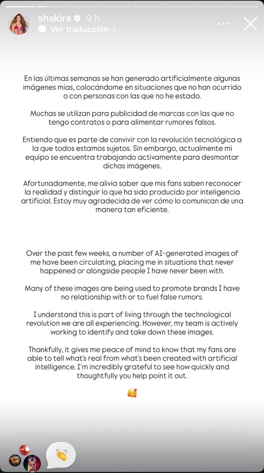 Comunicado de Shakira