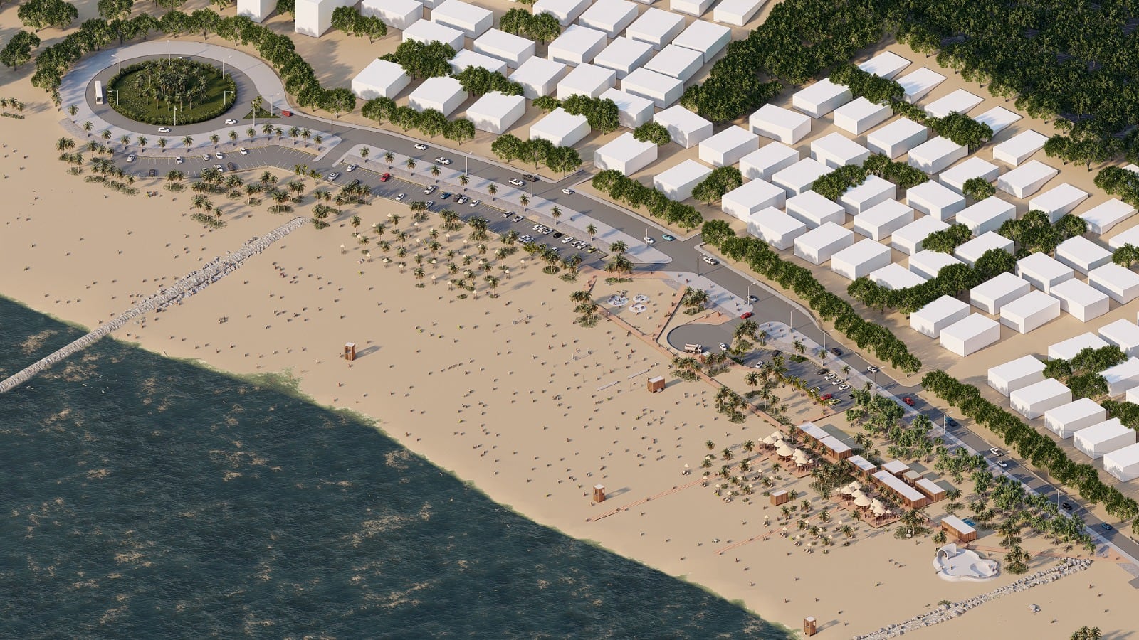Así se ve desde el aire el modelo que buscan implementar ahora en las playas de Miramar