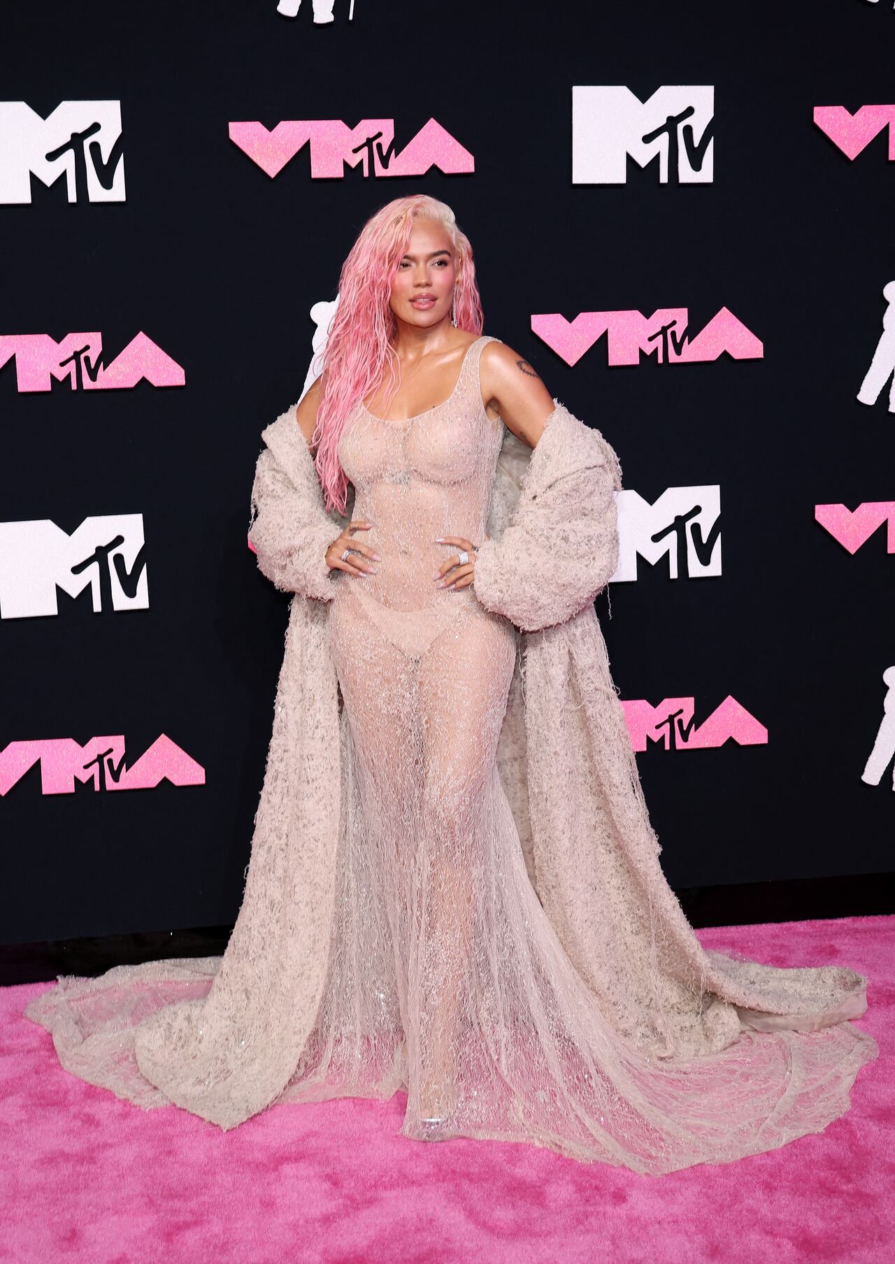 Karol G attends the 2023 MTV Video Music Awards at the Prudential Center in Newark, New Jersey, U.S., September 12, 2023. REUTERS/Andrew Kelly