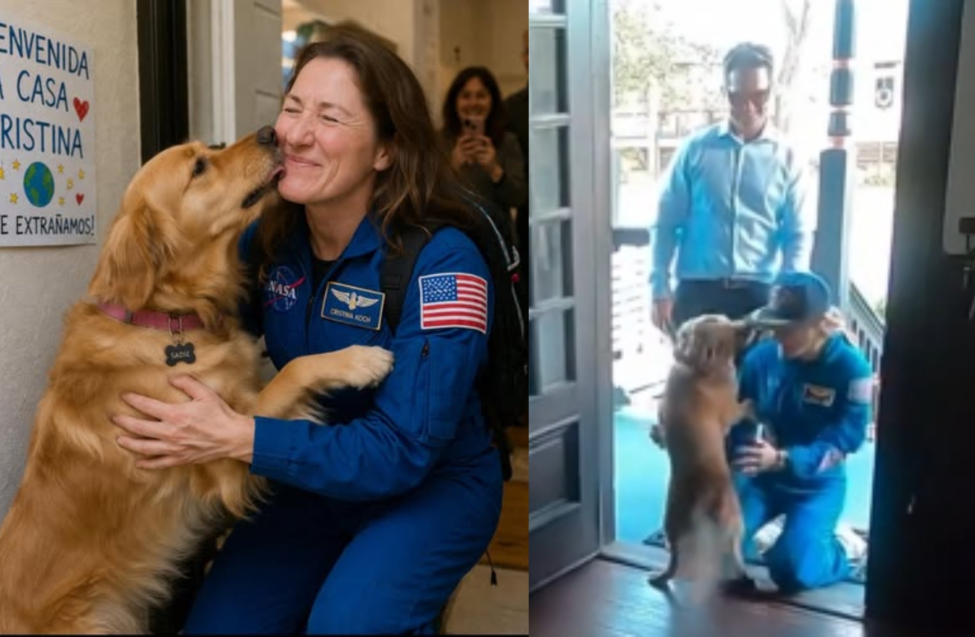 El emotivo reencuentro de la astronauta Christina Koch con su mascota