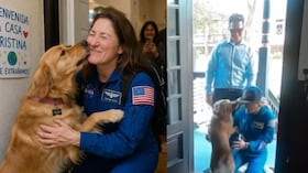 El emotivo reencuentro de la astronauta Christina Koch con su mascota