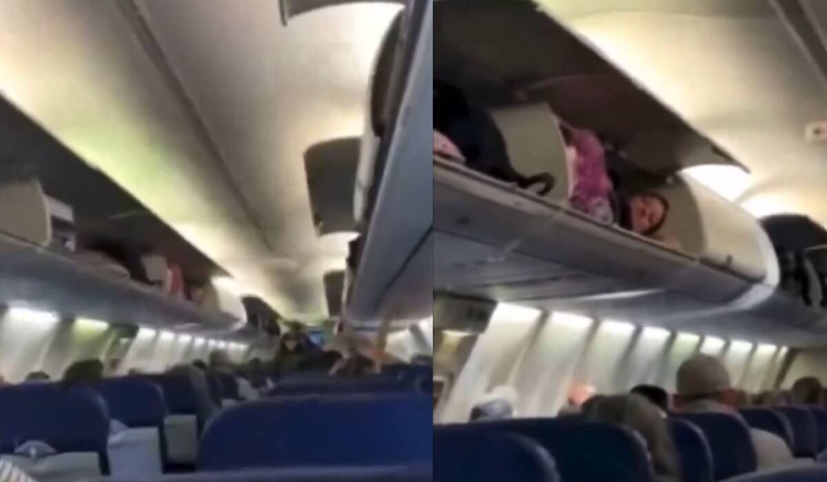 La mujer fue grabada en pleno vuelo mientras se encontraba haciendo una siesta