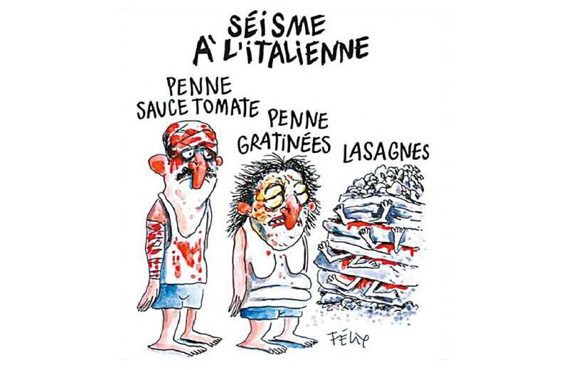 Luego de la masacre de 12 de sus dibujantes en 2015, hecho que avivó el debate sobre la libertad de expresión, ‘Charlie Hebdo’ sorprendió hace unos días con esta caricatura sobre las víctimas del terremoto en Italia.
