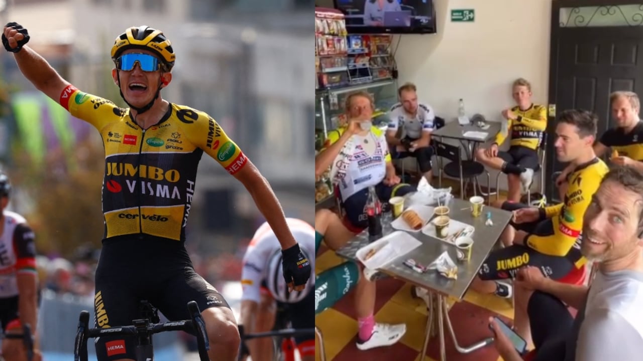 Rigoberto Urán entrenó con Koen Bouwman, ganador de la etapa 7, Tom Dumoulin y el Jumbo Visma en carreteras de Antioquia. Además compartieron en una panadería de Sonsón
