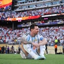 Messi, en el césped del estadio Nueva York Nueva Jersey, tras perder la final del Mundial 2026 con España.
