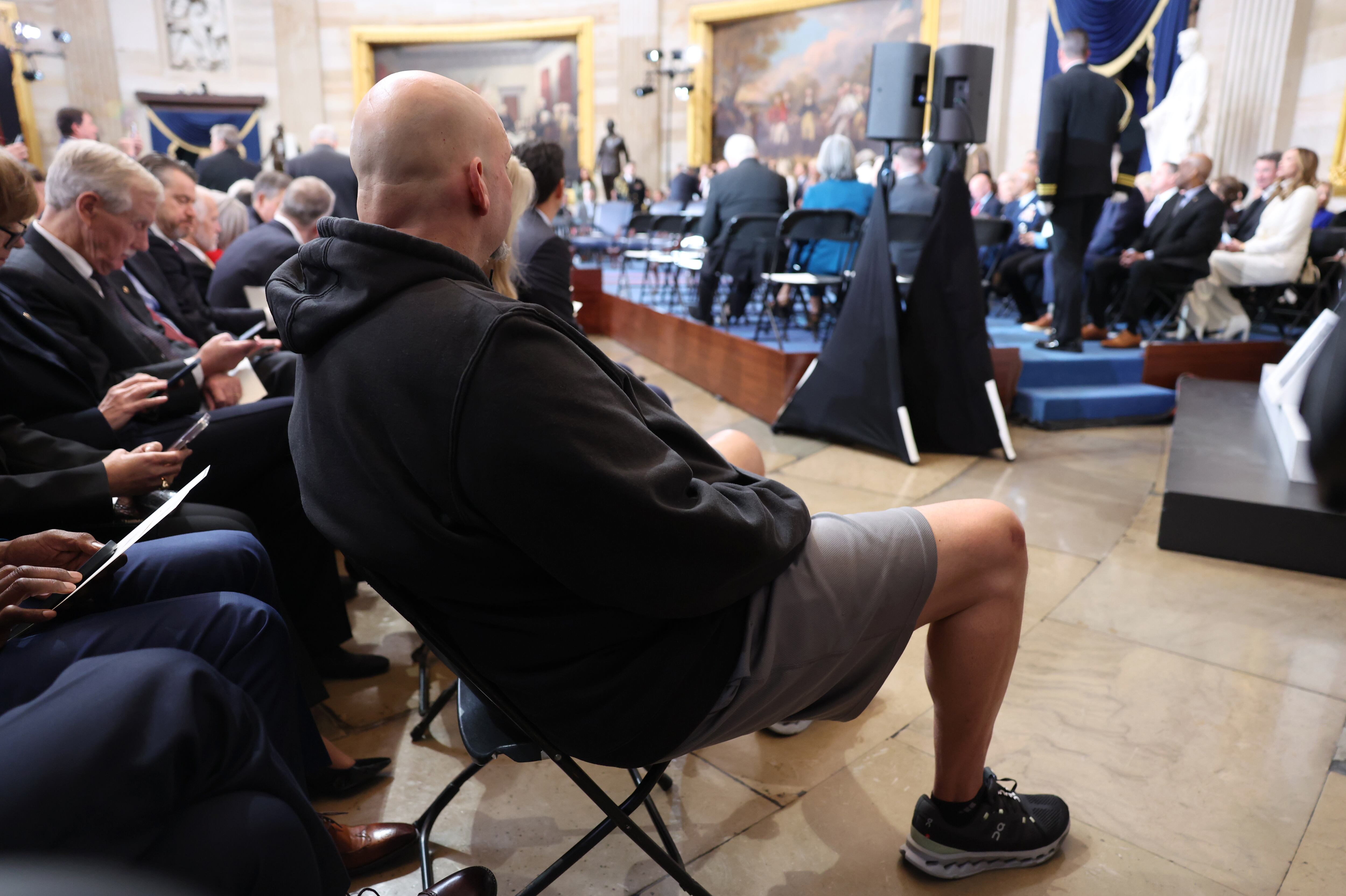 WASHINGTON, DC - JANUARY 20: Sen. John Fetterman (D-PA) attends the Inauguration of Donald J. Trump in the U.S. Capitol Rotunda on January 20, 2025 in Washington, DC. Donald Trump takes office for his second term as the 47th president of the United States. (Photo by Kevin Lamarque - Pool/Getty Images)