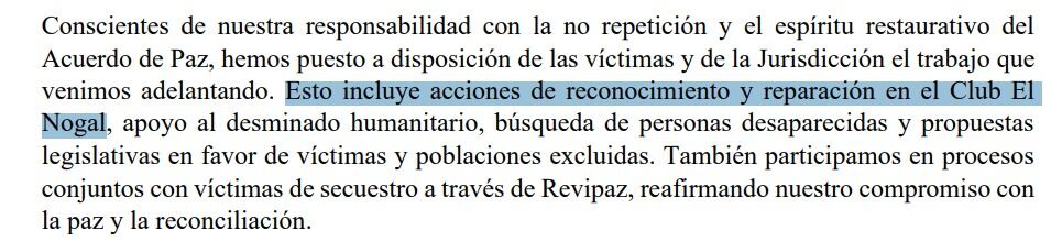 Los exFarc plantean como un acto de reparación un evento en el Club El Nogal, el mismo donde estallaron un carro bomba y mataron a 36 personas.