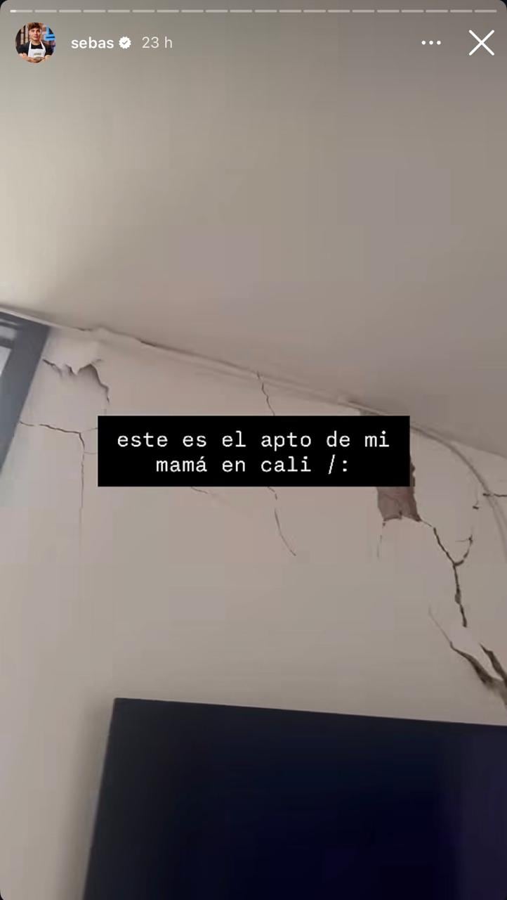Sebastián Villalobos mostró cómo quedó la casa de su madre en Cali, tras el terremoto de 7,4.