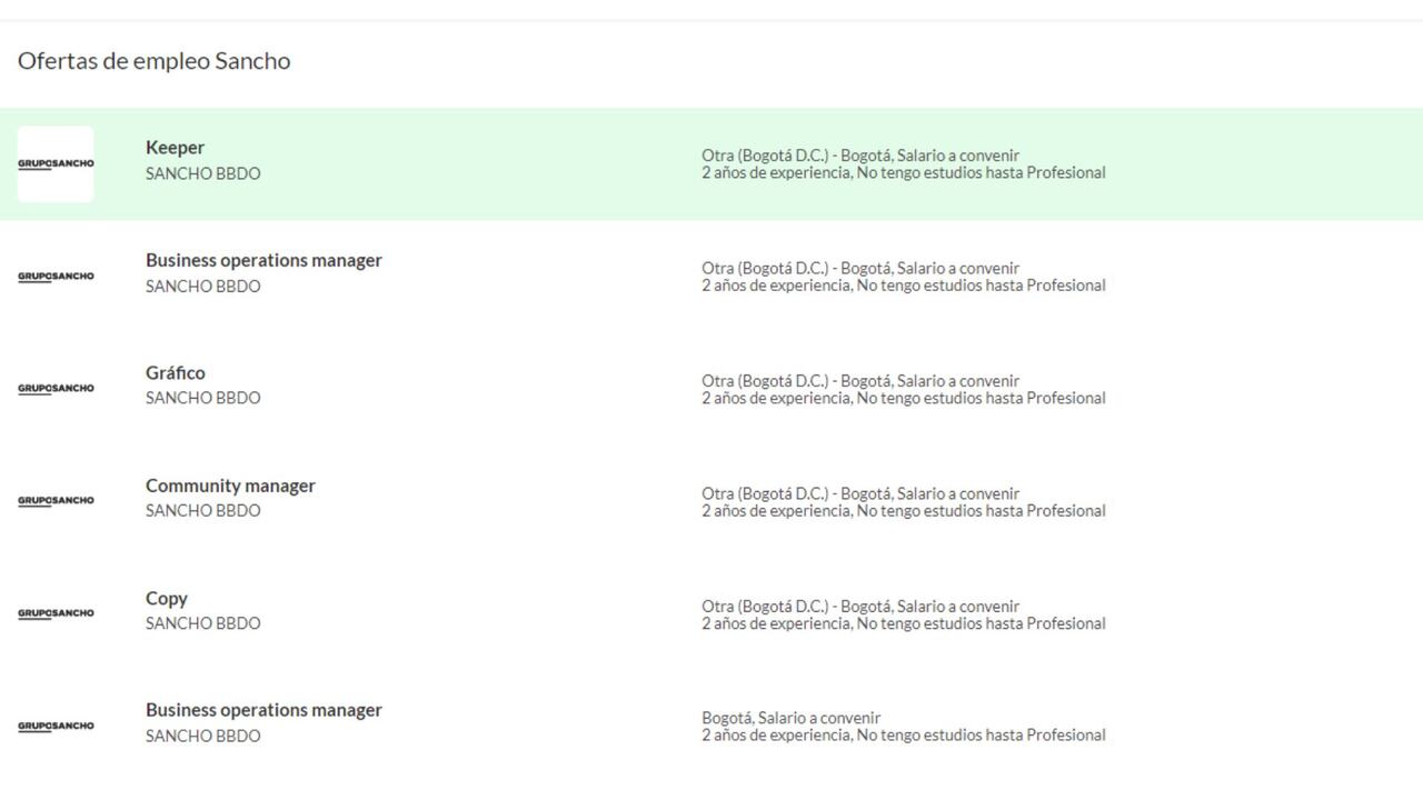 Ofertas de empleo de Sancho BBDO