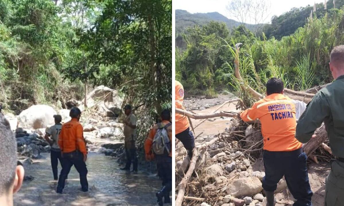 Búsqueda de dos jóvenes desaparecidos en Táchira tras creciente de quebrada. Ocho más han sido hallados sin vida.