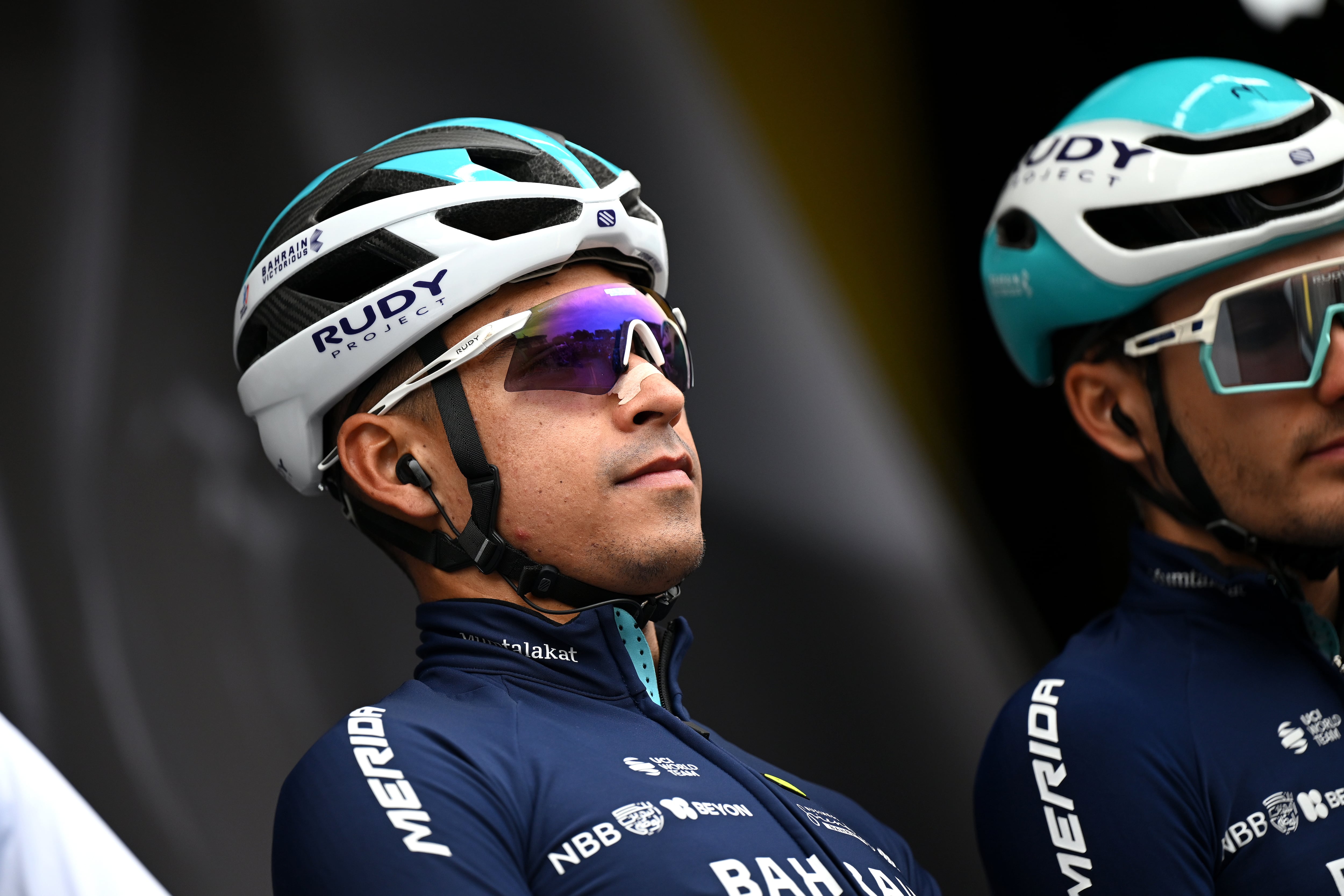 CINEY, BELGIUM - APRIL 23: Santiago Buitrago of Colombia and Team Bahrain Victorious prior to the 89th La Fleche Wallonne 2025 a 205.1km one day race from Ciney to Huy / #UCIWT / on April 23, 2025 in Ciney, Belgium. (Photo by Dario Belingheri/Getty Images)
