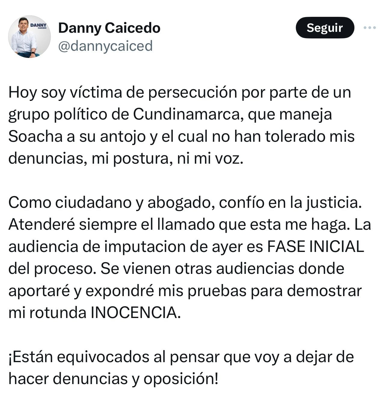 El concejal se defendió y dijo que demostrará su inocencia.