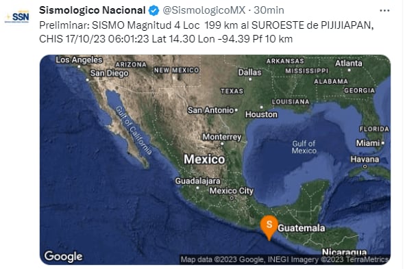 Últimos sismos en México este martes (17 de octubre).