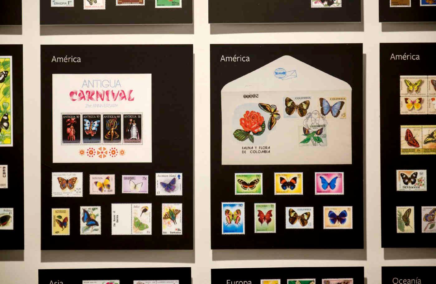 La colección de sellos muestra la diversidad de mariposas que hay en Colombia. 