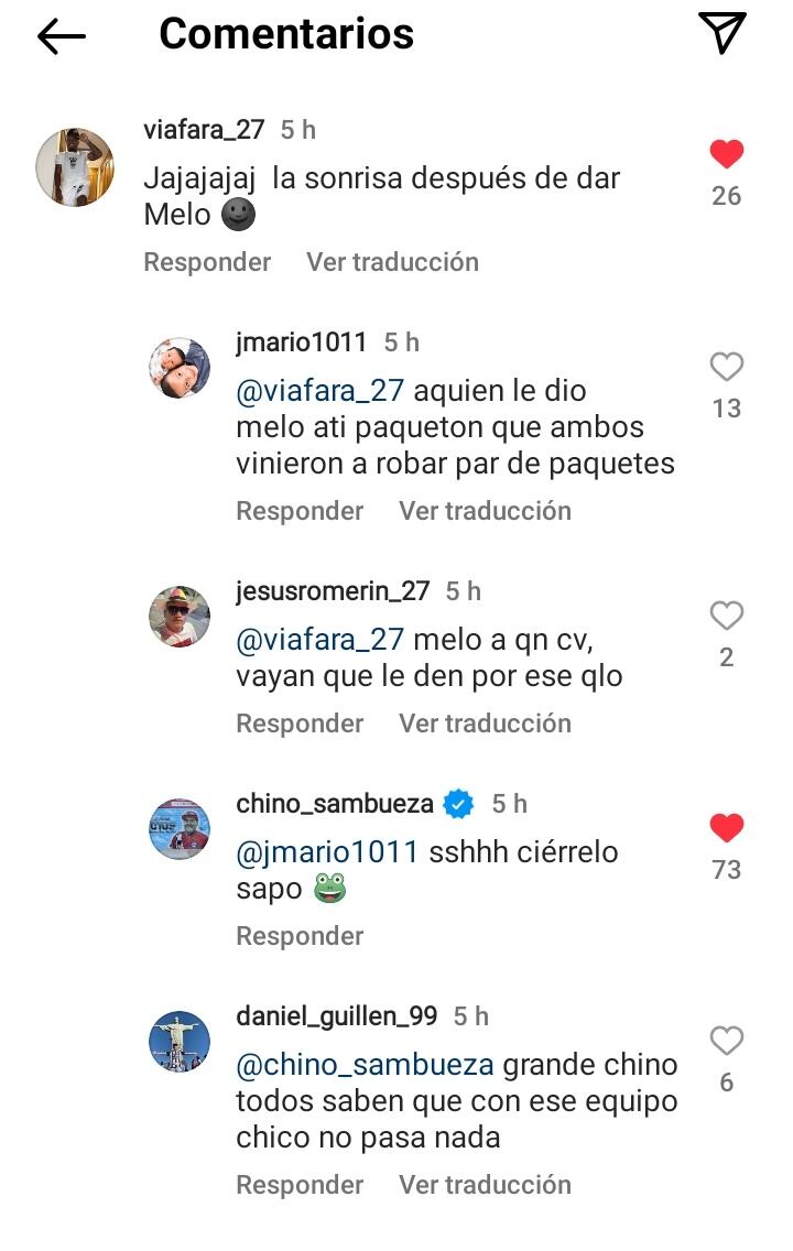 Este fue el comentario de Sambueza en su propia foto