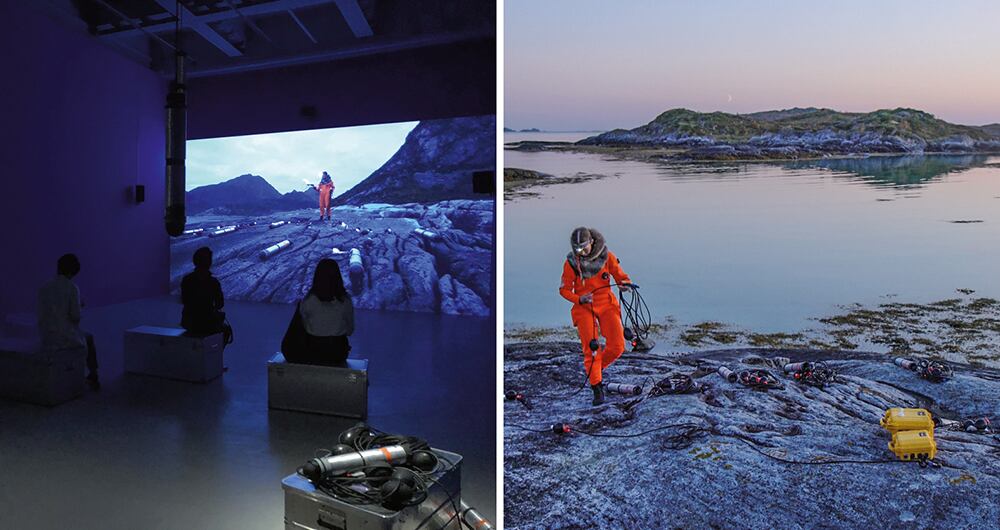 La artista trabaja con un diseñador de sonido de Bruselas para que sus videoensayos sean también una experiencia sonora. Ella transmite ideas de manera sensorial a fin de que entren a la mente de otra manera. 