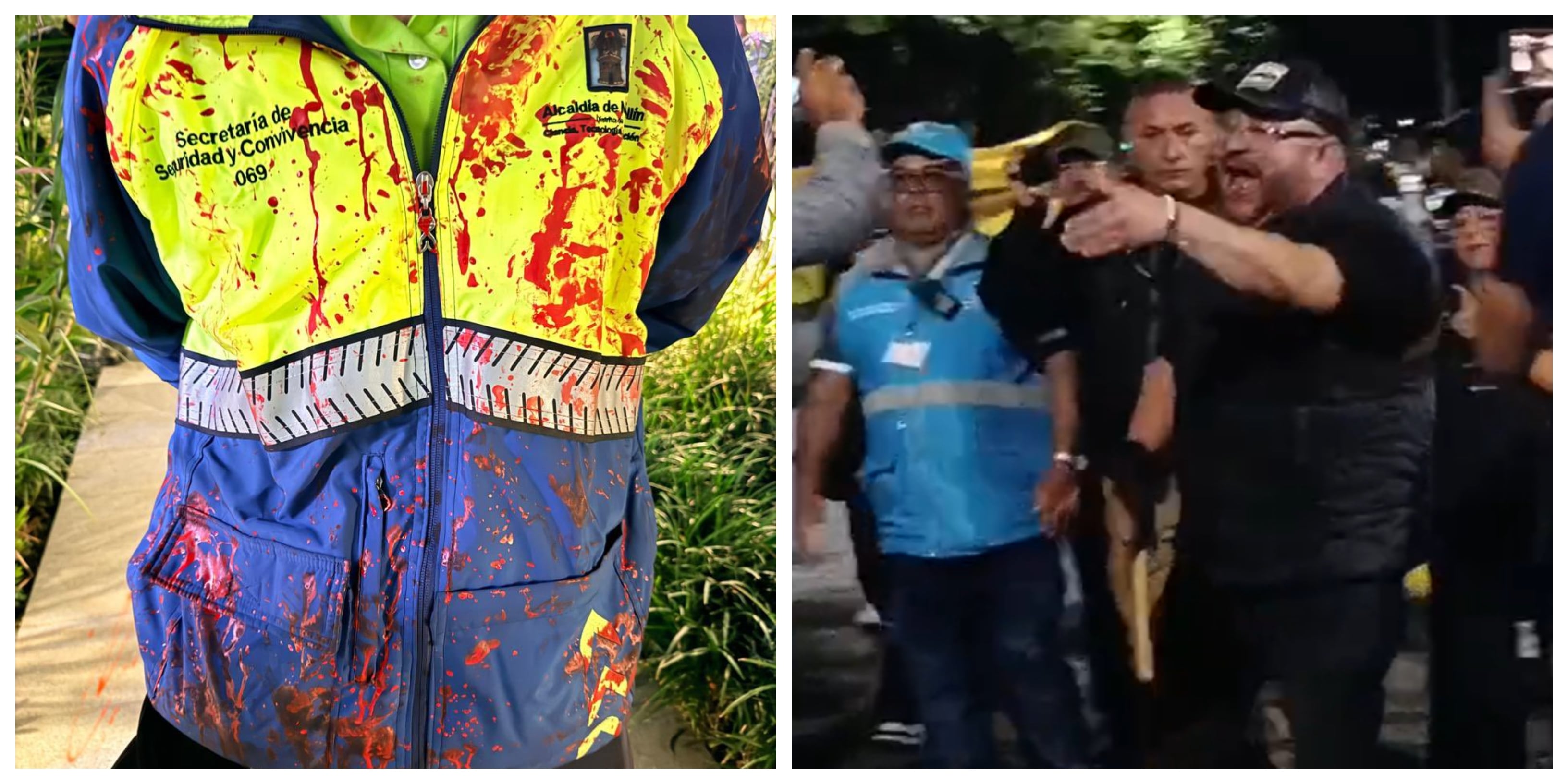 En violencia terminó la protesta pro-Palestina en Medellín, cuestionan a concejal Andrés 'el Gury' Rodríguez por aparecer con un bate.