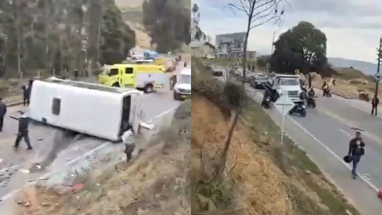 Imagen que dejó el accidente del bus en la vía Tunja-Villa de Leyva.