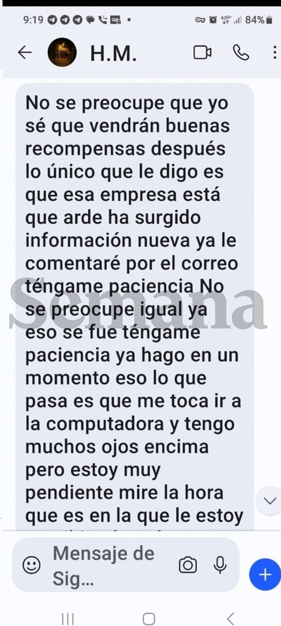 Mensaje al canciller Leyva.