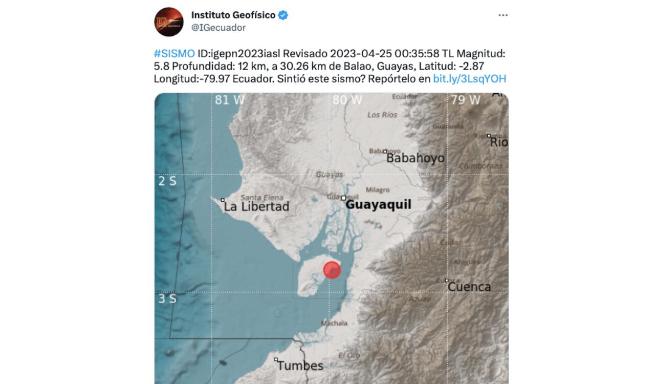 Así registraron el fuerte temblor en Ecuador