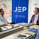 Erasmo Zuleta, gobernador de Córdoba, reunido con el presidente de la JEP, Roberto Vidal López.