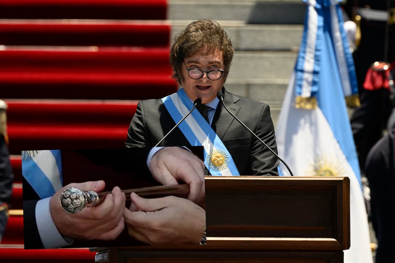 Bastón de Javier Milei usado durante su posesión presidencial.