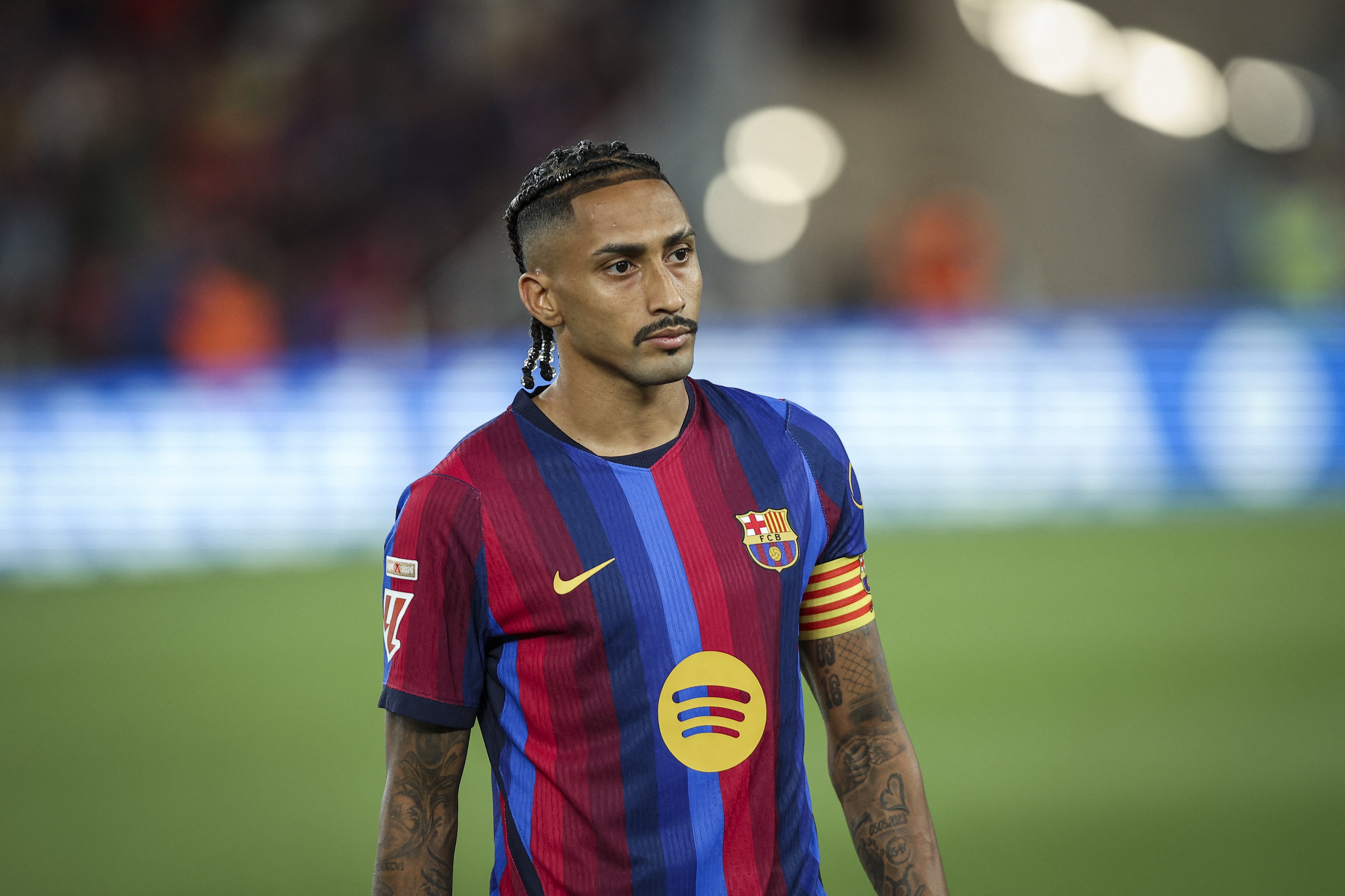 Raphinha Diaz of FC Barcelona during the La Liga EA Sports 2026/2027 match between FC Barcelona and Racing de Santander at Spotify Camp Nou Stadium on September 16, 2026. (Photo by Gongora/NurPhoto) (Photo by Gongora / NurPhoto via AFP)