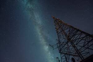 Radio tower with milky way