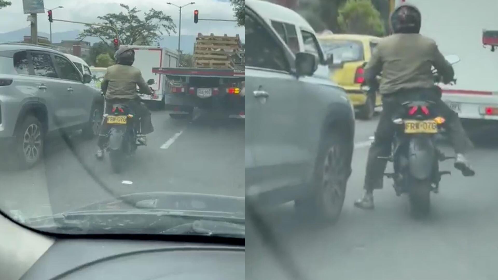 Conductores captaron a un pinchallantas instalando puntillas en Bogotá.