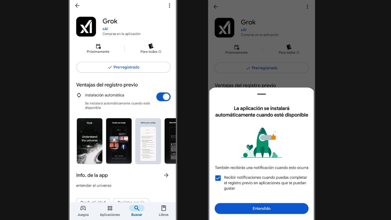 La inteligencia artificial Grok, creada por xAI, debuta en Android y permite el registro previo en Google Play.