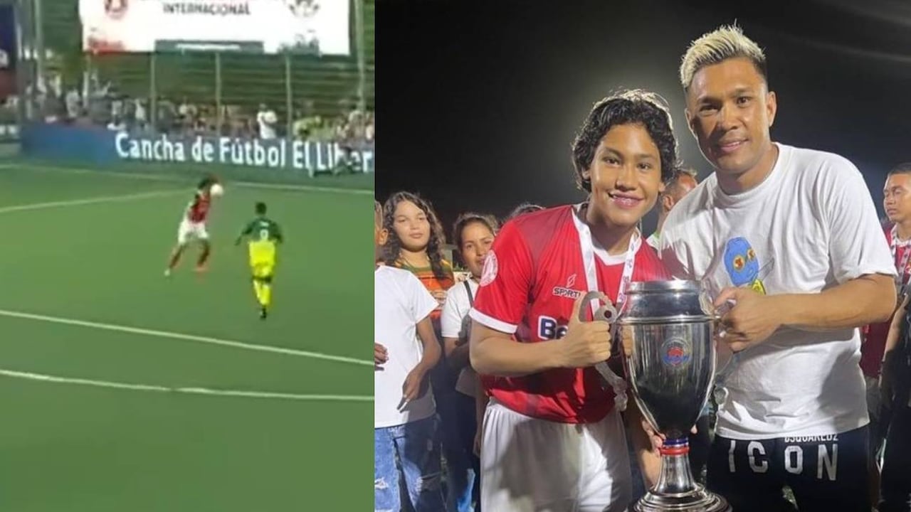 Teófilo Gutiérrez y su hijo Cristiano.