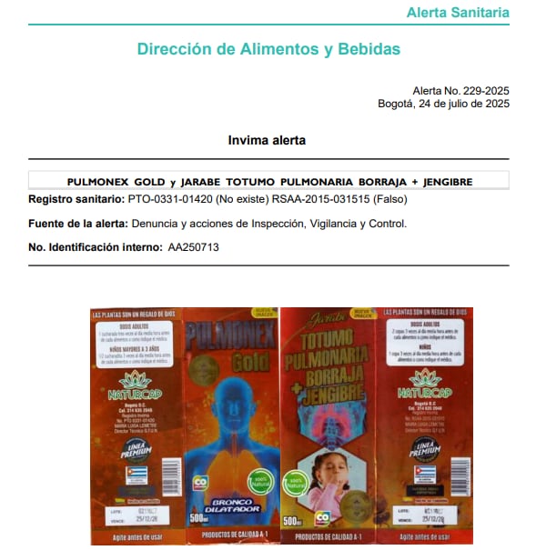 El producto tendría registros inexistentes y falsos.