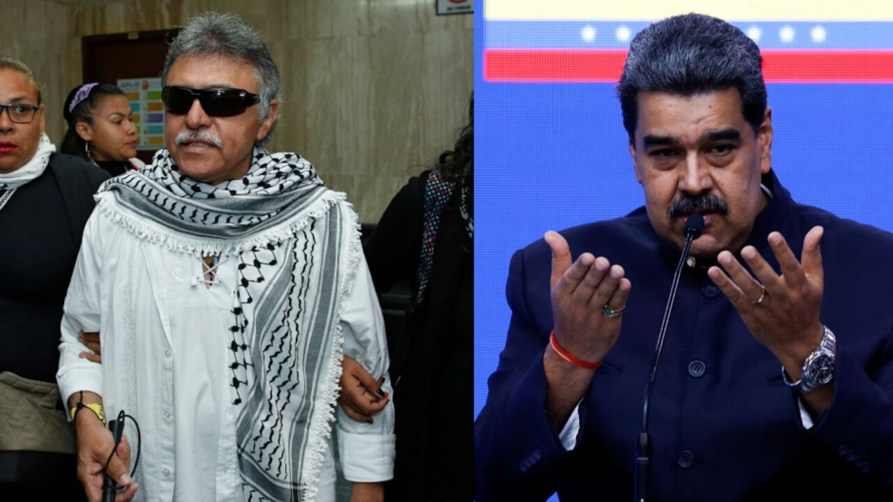 De izquierda a derecha: Jesús Santrich y Nicolás Maduro
