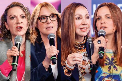 Jineth Bedoya Lima, periodista, editora de género de El Tiempo Casa Editorial, escritora y activista contra la violencia de género; María Elvira Arango, directora de 'Los informantes' de Canal Caracol; D’Arcy Quinn, periodista de la FM Radio y María Andrea Nieto, directora de El Control y columnista de SEMANA.