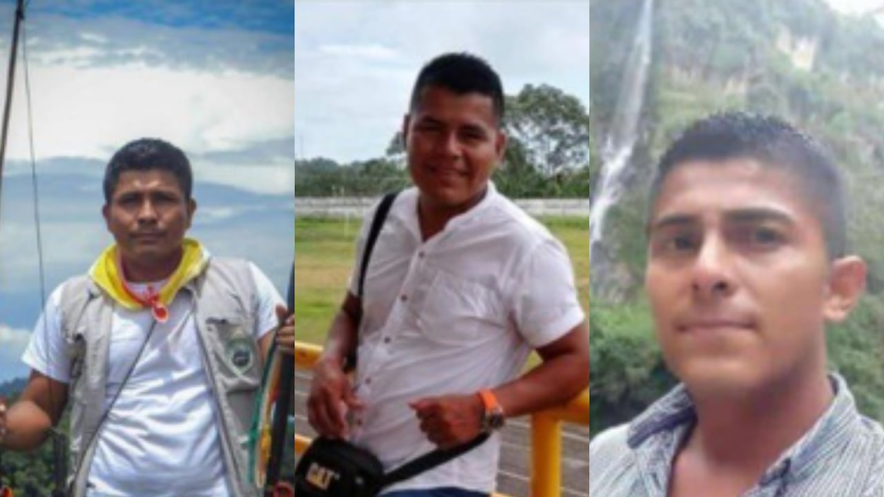 Juan Orlando Moreano, John Faver Nastacuas y Carlos José García fueron asesinados el domingo 3 de julio en Nariño. Fotomontaje -
